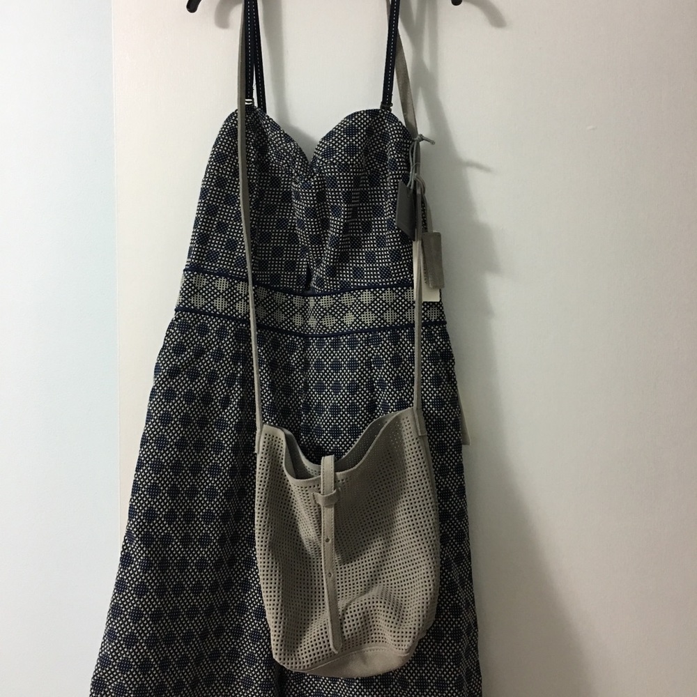 A suede crossbody bag